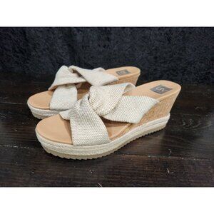 DV Dolce Vita Women's Edisun Beige Platform Cork Wedge Sandals/Sz. 9.5